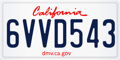 CA license plate 6VVD543