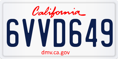 CA license plate 6VVD649