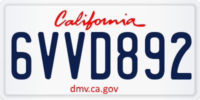 CA license plate 6VVD892