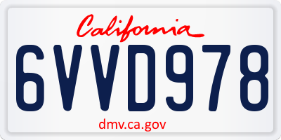 CA license plate 6VVD978