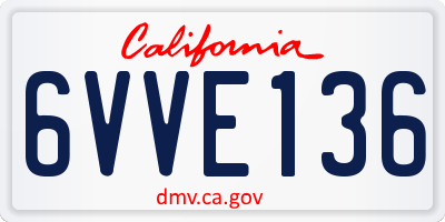 CA license plate 6VVE136