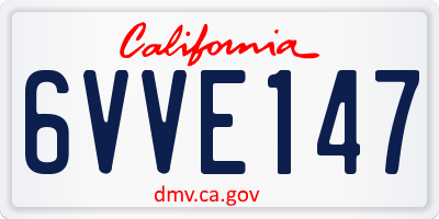 CA license plate 6VVE147