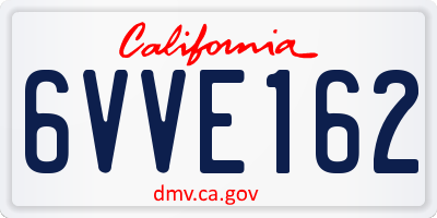 CA license plate 6VVE162