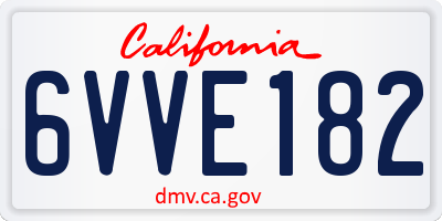 CA license plate 6VVE182