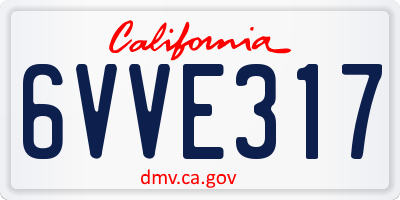 CA license plate 6VVE317