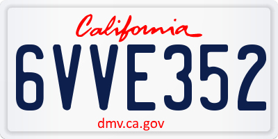 CA license plate 6VVE352