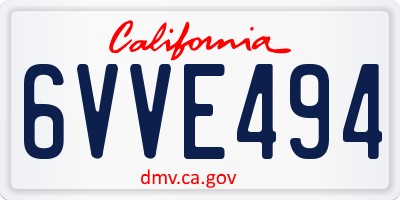 CA license plate 6VVE494