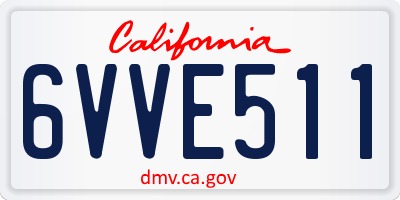 CA license plate 6VVE511