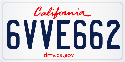CA license plate 6VVE662