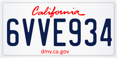 CA license plate 6VVE934
