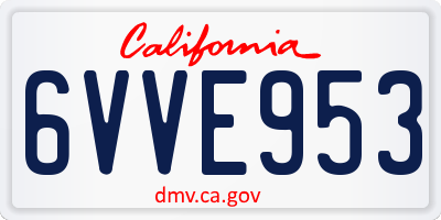 CA license plate 6VVE953