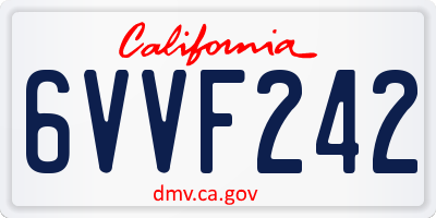 CA license plate 6VVF242