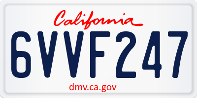 CA license plate 6VVF247