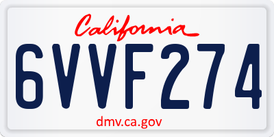 CA license plate 6VVF274