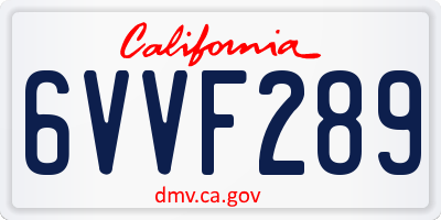 CA license plate 6VVF289
