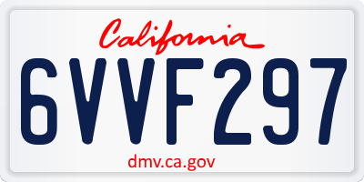 CA license plate 6VVF297