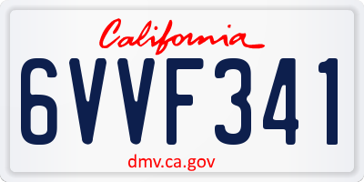 CA license plate 6VVF341