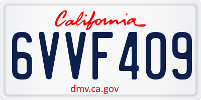 CA license plate 6VVF409