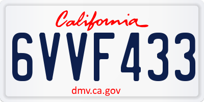 CA license plate 6VVF433