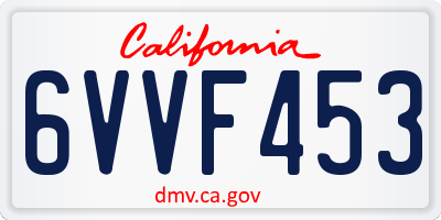 CA license plate 6VVF453