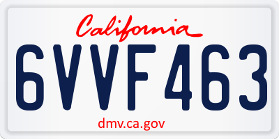 CA license plate 6VVF463