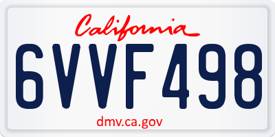 CA license plate 6VVF498