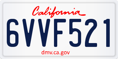 CA license plate 6VVF521