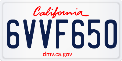 CA license plate 6VVF650