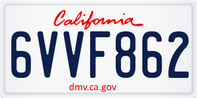 CA license plate 6VVF862
