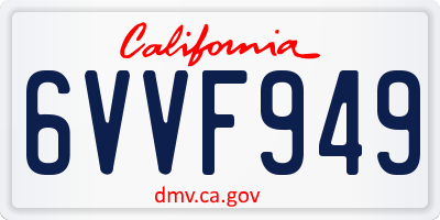 CA license plate 6VVF949