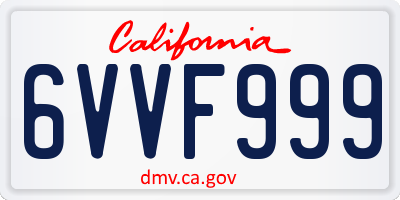 CA license plate 6VVF999