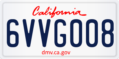 CA license plate 6VVG008