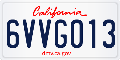 CA license plate 6VVG013