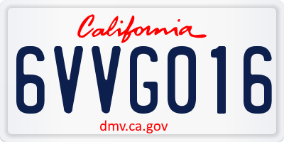 CA license plate 6VVG016