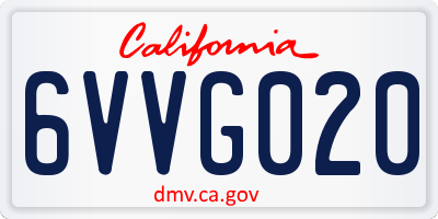 CA license plate 6VVG020