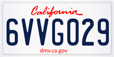 CA license plate 6VVG029