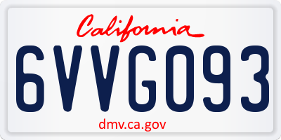 CA license plate 6VVG093