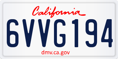 CA license plate 6VVG194