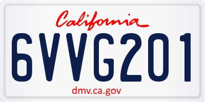 CA license plate 6VVG201