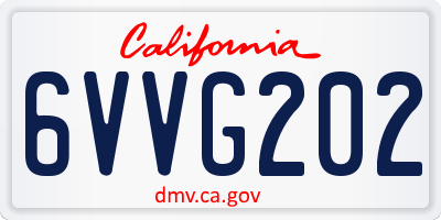 CA license plate 6VVG202