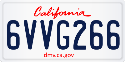 CA license plate 6VVG266