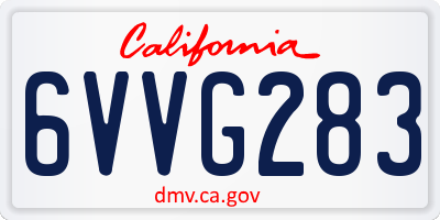 CA license plate 6VVG283