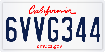 CA license plate 6VVG344