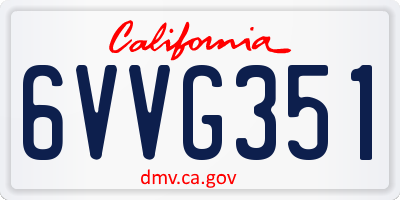 CA license plate 6VVG351