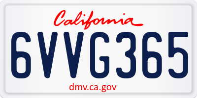 CA license plate 6VVG365
