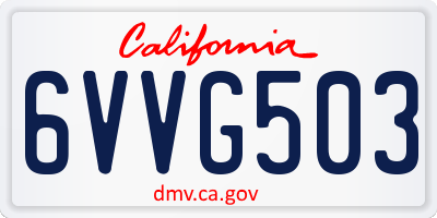 CA license plate 6VVG503