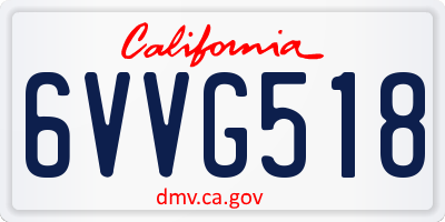 CA license plate 6VVG518