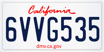 CA license plate 6VVG535