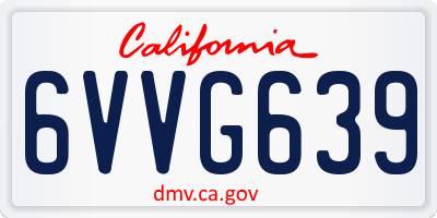 CA license plate 6VVG639