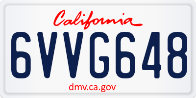 CA license plate 6VVG648